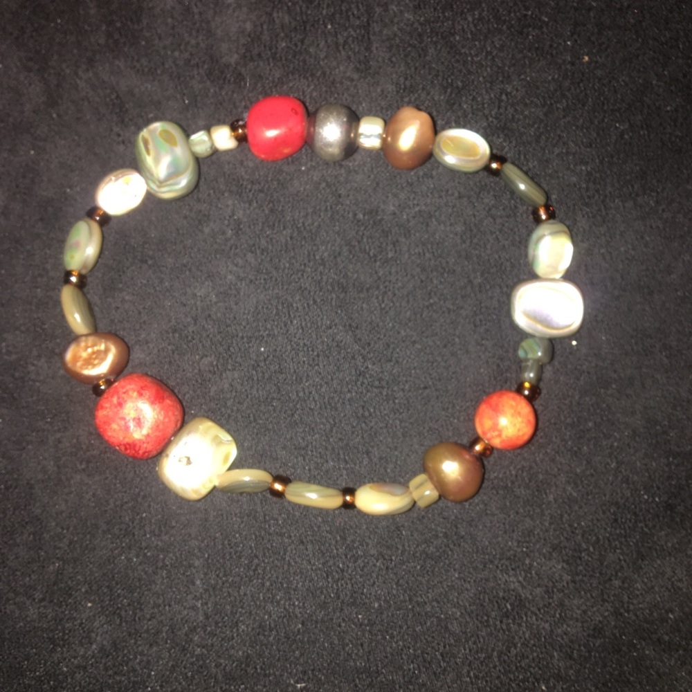 Abalone shell and stone bracelet